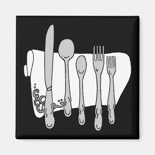 Íman Design de Siverware Preto e Branco (Frente)