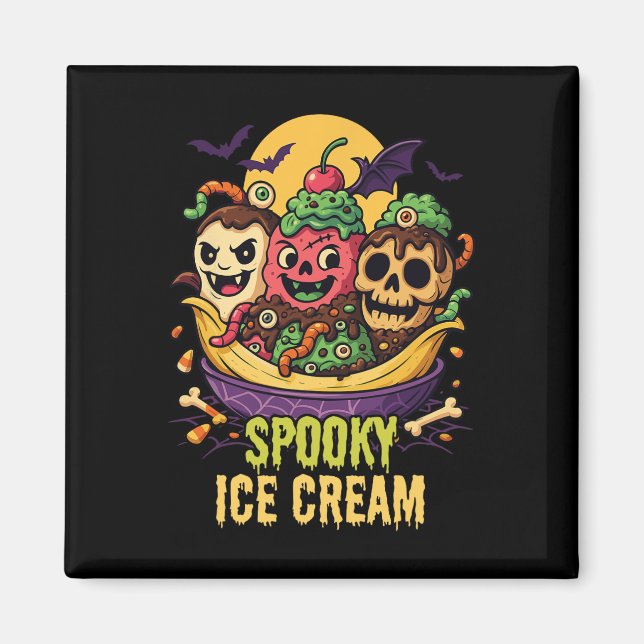 Íman Design de Sorvete de Shert Halloween,  assustador (Frente)