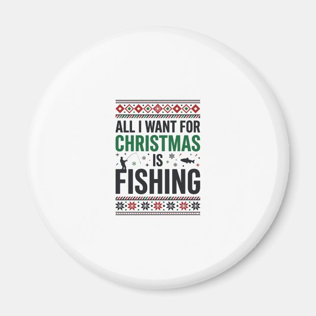 Íman Design de Suéter Feio de Pesca de Natal (Frente)