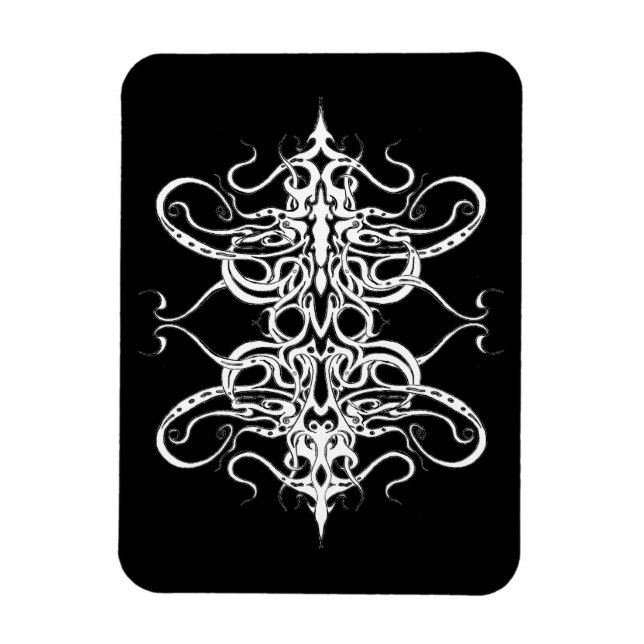 Íman Design de Tatuagem Tribal Abstrato a Preto e Branc (Vertical)