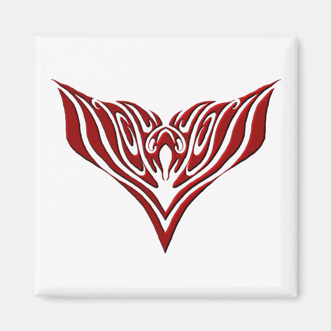 Íman Design de Tatuagem Tribal de Pássaro Vermelho (Frente)