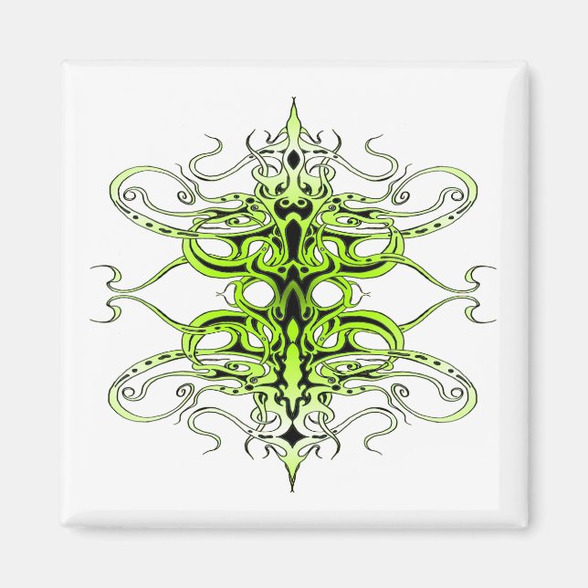 Íman Design de Tatuagem Tribal Personalizada Verde (Frente)