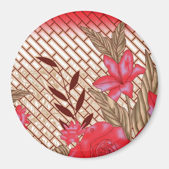 Íman Design de tecido de intricato com padrões florais (Frente)