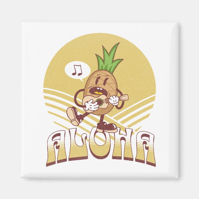 Íman Design de texto "Aloha" com estilo retrô (Frente)
