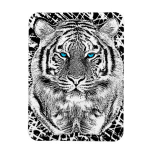 Íman Design de Tigre Azul Preto E Branco