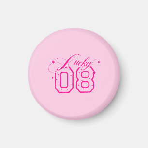 Íman Design de Tipografia Neon Rosa Lucky 08