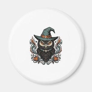 Íman Design de Vetor de Chapéu de Bruxa Coruja de Hallo