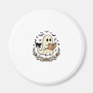 Íman Design de Vetor Floral de Gato Fantasma Vintage de