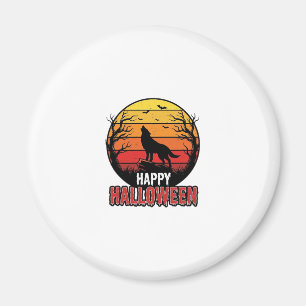 Íman Design de Vetor Vintage Lobo Uivando Feliz Hallowe