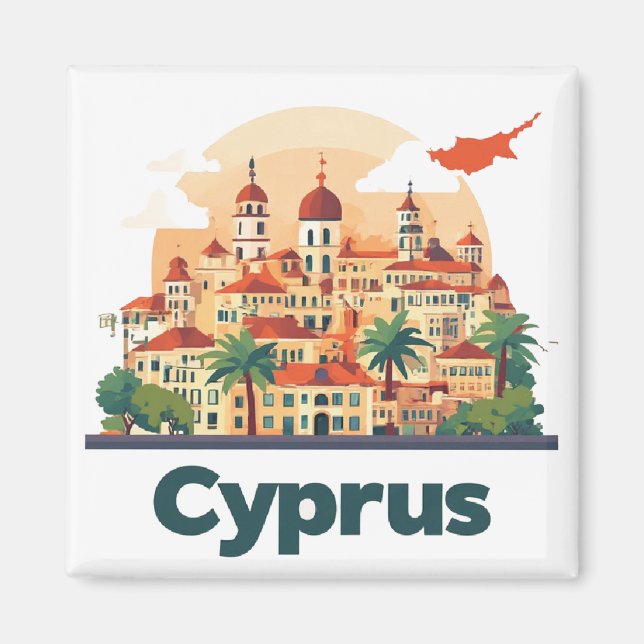 Íman Design de Viagem da Ilha de Chipre 🗺️ (Frente)