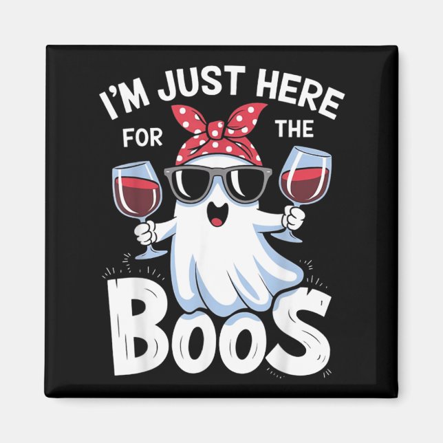 Íman Design Divertido de Fantasma de Halloween Estou Aq (Frente)