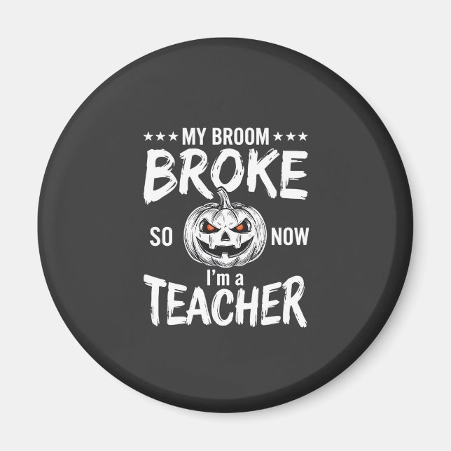 Íman Design Divertido de Professora de Halloween com Va (Frente)