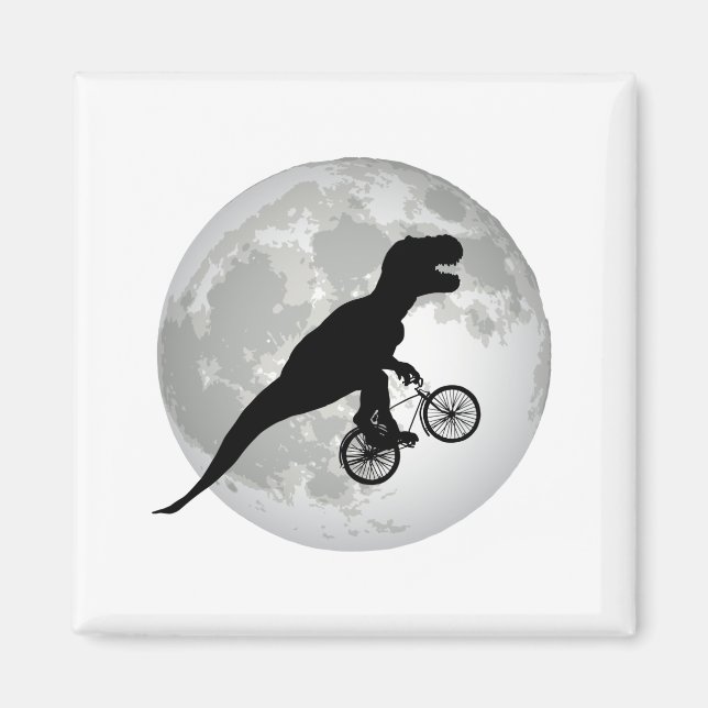 Íman Design Divertido de T-Rex Voando na Lua (Frente)