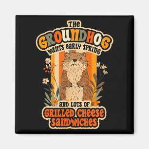 Íman Design Divertido do Dia do Groundhog - Primavera C
