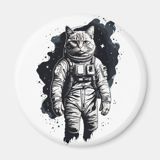 Íman Design do Astronauta de Tinta Preta (Frente)