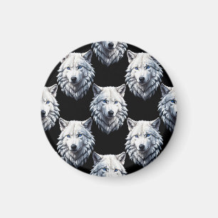 Íman Design do padrão da cabeça do lobo branco