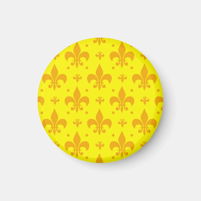 Íman Design do padrão Fleur-de-lis amarelo (Frente)