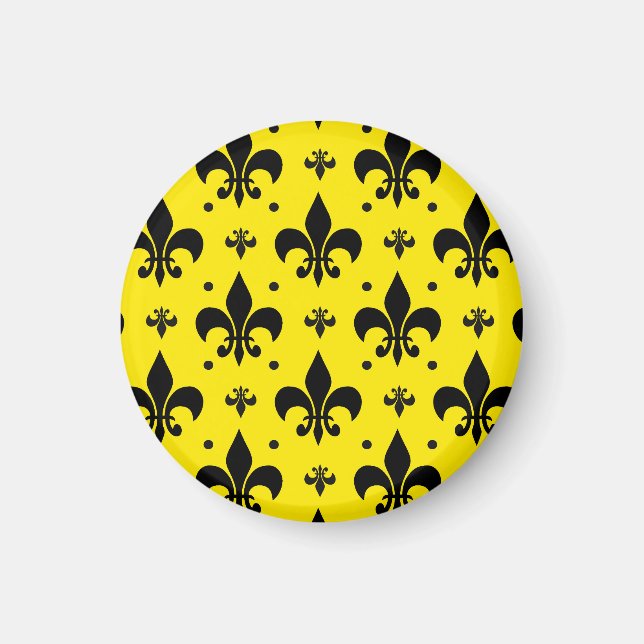 Íman Design do padrão Fleur-de-lis de fundo amarelo (Frente)