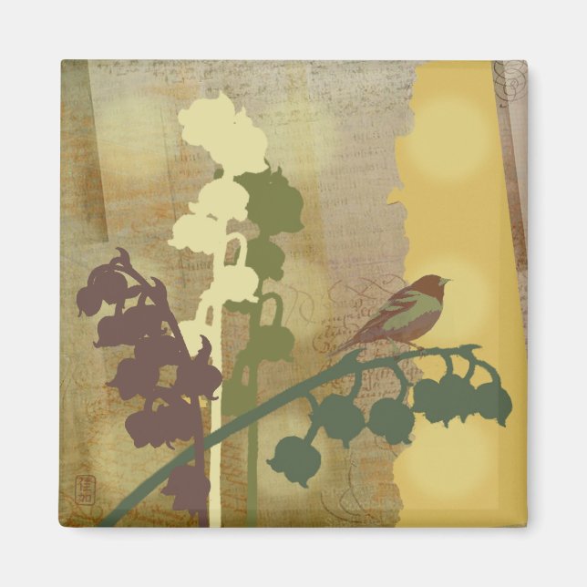 Íman Design do Pássaro da Flor da Bela (Frente)