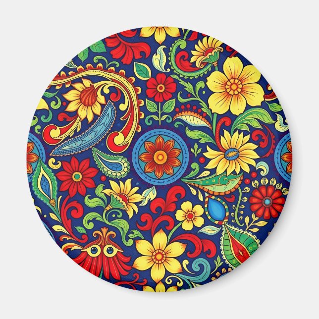 Íman Design do Rainbow Colour Flor Paisley (Frente)