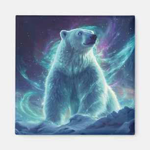 Íman Design do Urso Polar Majestoso com Luzes Nortes
