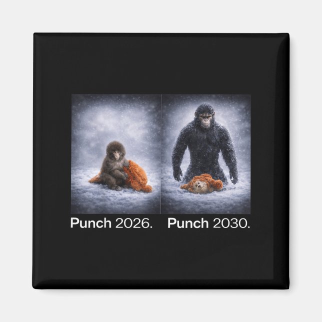 Íman design engraçado de animal meme do soco de macaco  (Frente)