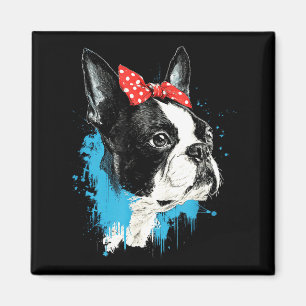 Íman design engraçado de boston terrier para amantes de