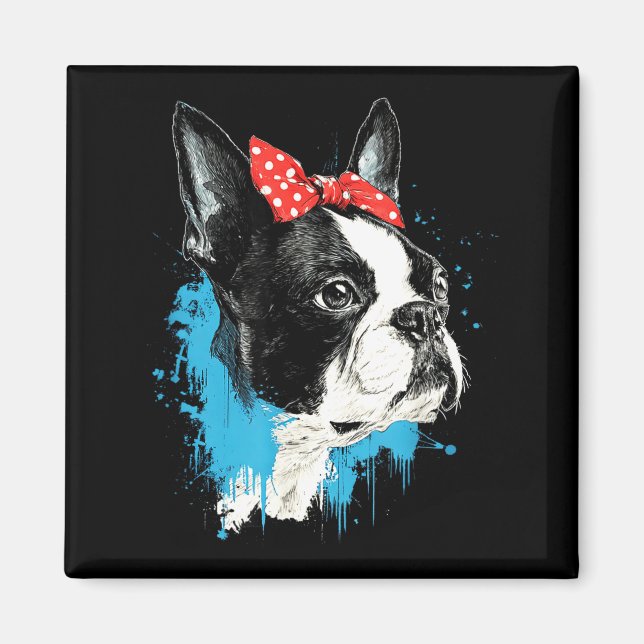 Íman design engraçado de boston terrier para amantes de (Frente)