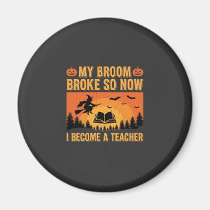 Íman Design engraçado de professora de Halloween vassou
