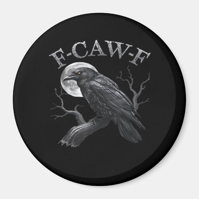 Íman Design F-Caw-F Clássico Gótico Pássaro Lua Legal (Frente)
