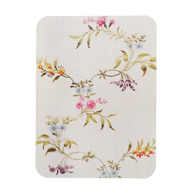 Íman Design floral de cravos e rosas de seda (Vertical)