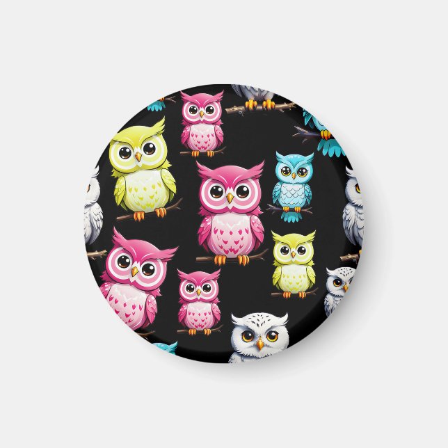 Íman Design Fofo de Pássaros Coruja (Frente)