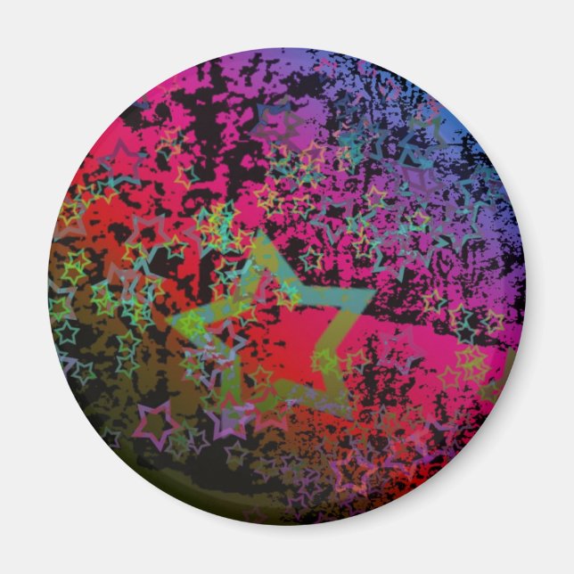 Íman Design Grungy Star Colorida Personalizável (Frente)