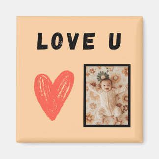 Íman Design LOVE U cœur avec photo personnalisable