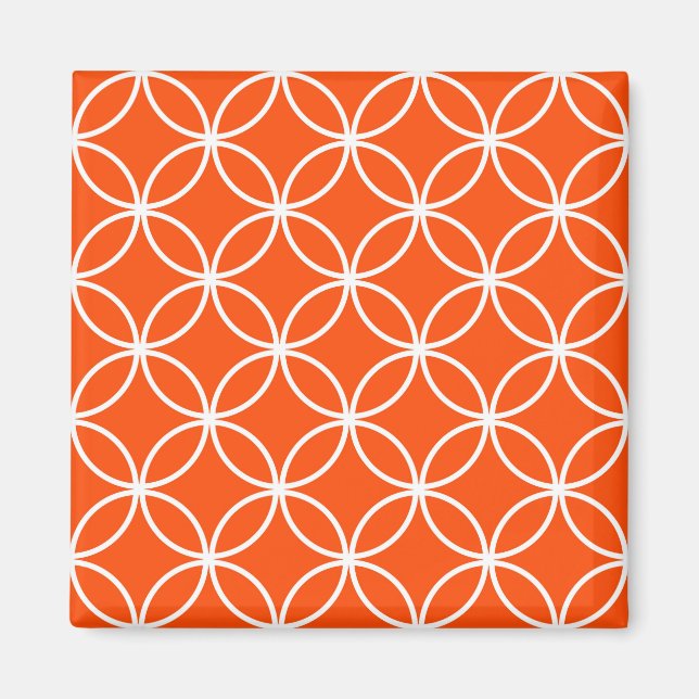 Íman Design Moderno Círculos Sobrepostos em Laranja (Frente)