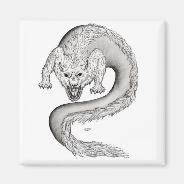 Íman Design preto e branco do Wolfdragon (Frente)