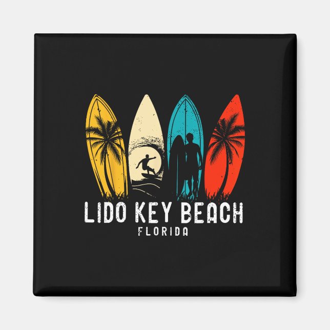 Íman Design Retro Lido Key Beach Florida Surfboarder Fo (Frente)