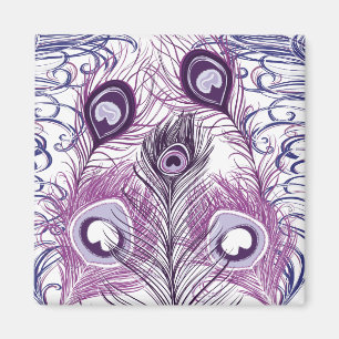 Íman Design roxo bonito elegante das penas do pavão