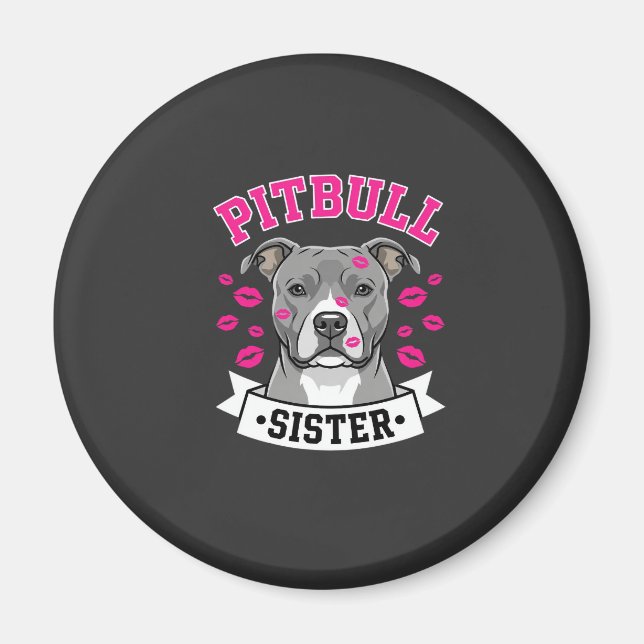 Íman Design Vetorial de Amante de Cachorro Irmã Pitbull (Frente)
