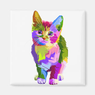 Íman Desorte Colorida Animal Geometria de Design de Gat