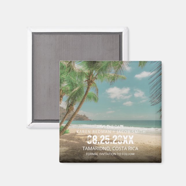 Íman Destination Wedding Tropical Beach Save the Date  (Front/Back)