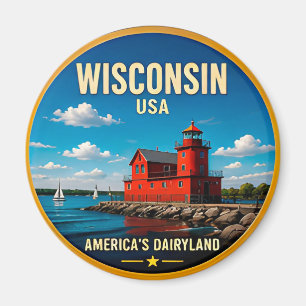 Íman Destino de Viagem Wisconsin Lago Michigan 🟡