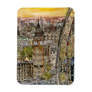 Íman Destinos   Watercolor Big Ben & London Eye