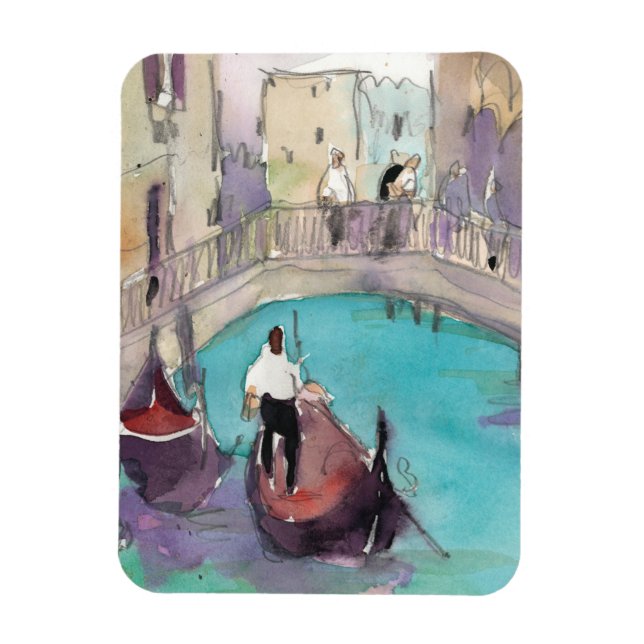 Íman Destinos | Watercolor Venice Gondola Ride (Vertical)