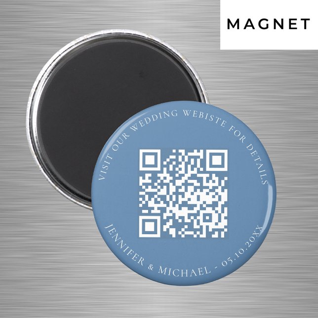 Íman Detalhes do código QR do site de casamento azul em (Criador carregado)