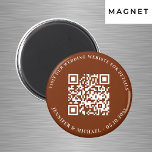 Íman Detalhes do código QR do site de casamento laranja<br><div class="desc">Adicione sua url para o site do seu casamento. Para informações,  detalhes,  rsvp online. Um fundo colorido laranja queimado,  texto branco.</div>