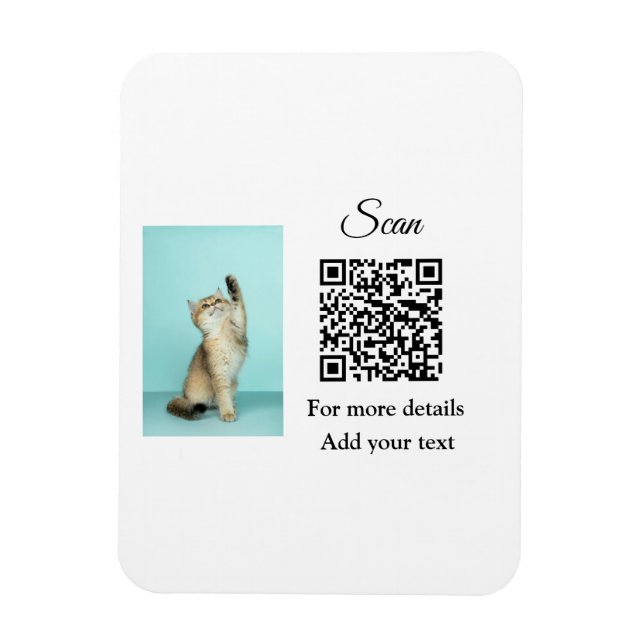 Íman Detalhes simples do nome do animal QR código adici (Vertical)