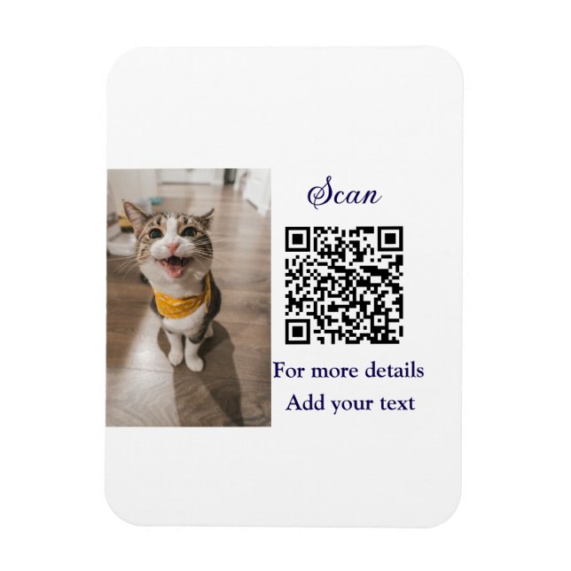 Íman Detalhes simples do nome do animal QR código adici (Vertical)