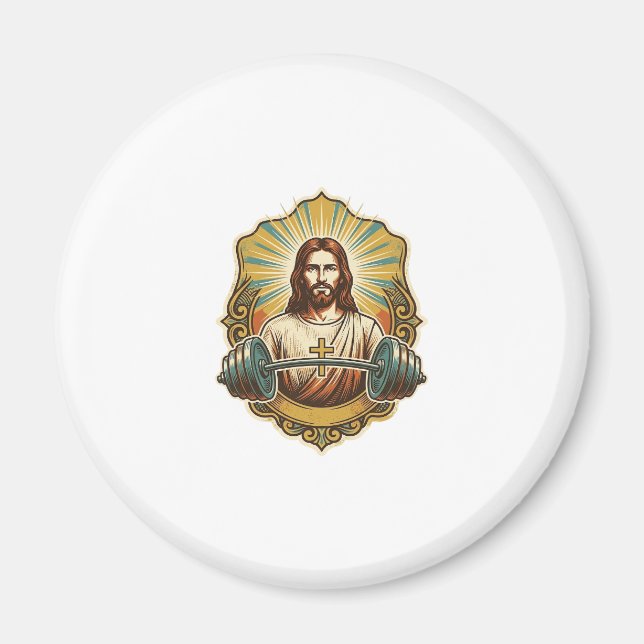 Íman Determinado Jesus Haltere Pesado de Ferro Levantam (Frente)