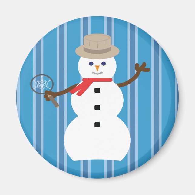 Íman Detetive Blue Snowman, divertido e Rico (Frente)